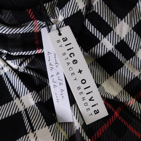 NWT!! ALICE + OLIVIA Delora Turtleneck Knit Plaid Dress Freedom Black Size 10 - Picture 12 of 16